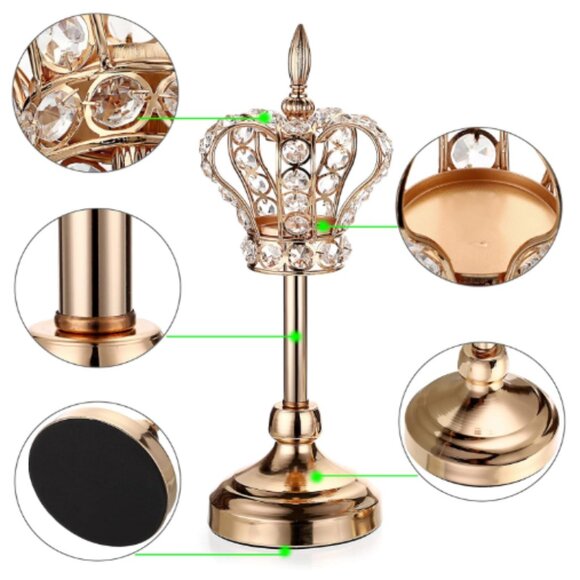 Golden Crown Candlesticks Crystal Candle Holders Tealights SET OF 4 Princess - Picture 15 of 16